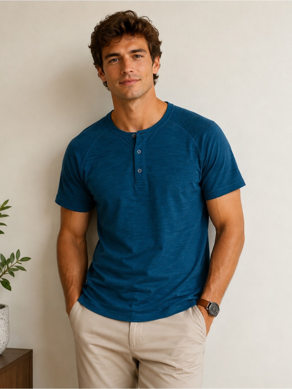 Lululemon Metal Vent Tech Short Sleeve Henley
in Night Diver / Capri
